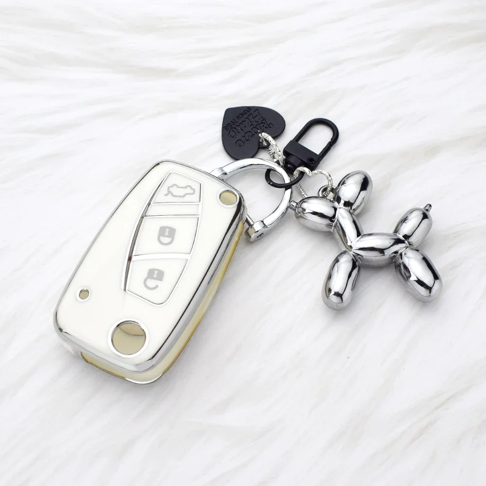 3 Buttons TPU Car Flip Key Case Cover for FIAT 500 Panda Stilo Ducato Punto Doblo Bravo Protected Holder Fob Bag Accessories