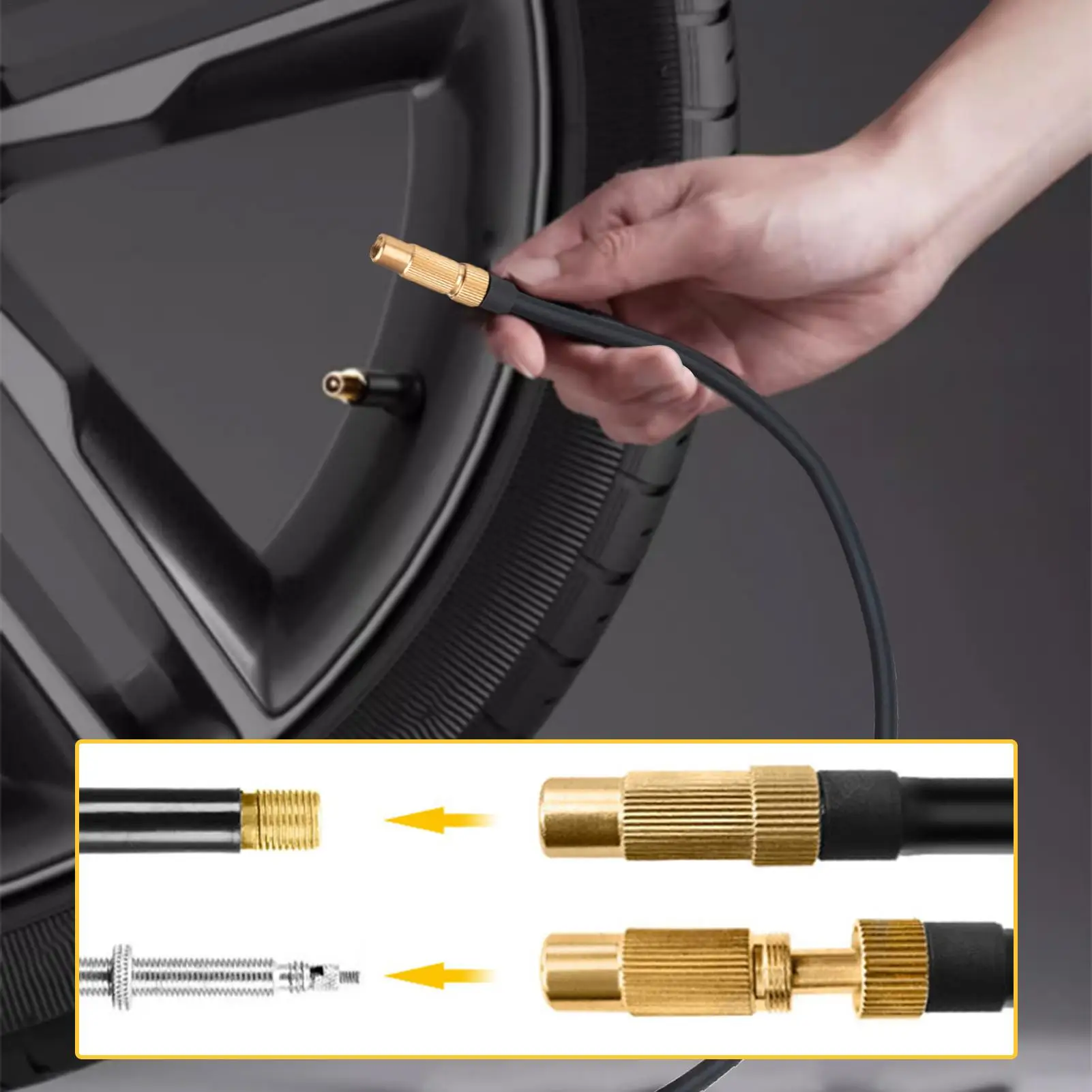 

Dual-Valve Bike Pump Hose Universal Tire Inflation Adapter Easy Connect Hose For Prestas & Schraders, Trucks Cars Bikes SUVs