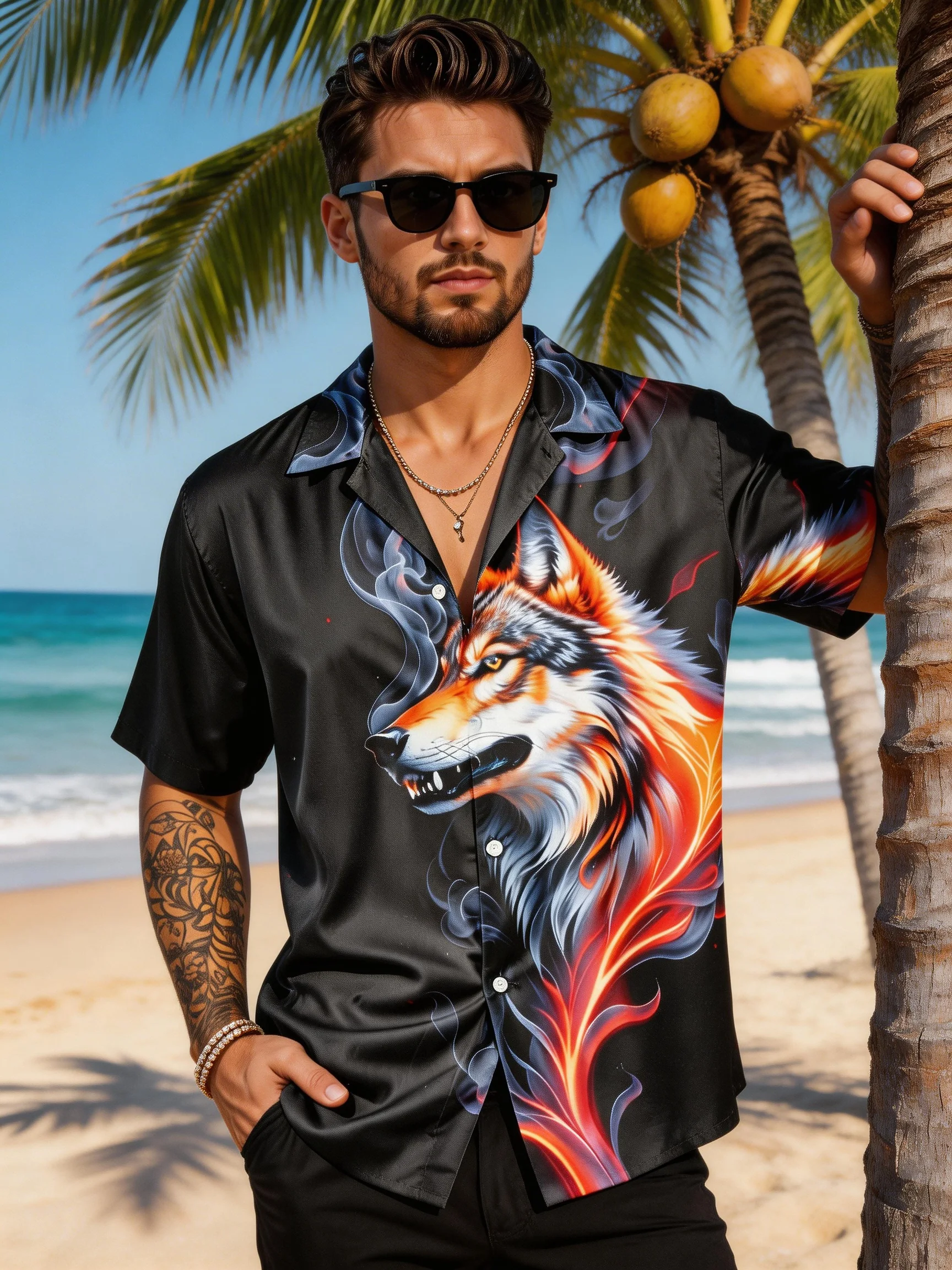 Men's Summer Printed Short-sleeve Shirt, Casual and Comfortable, Perfect for Home or Outings