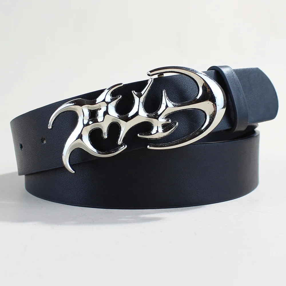 Women Special Shaped Smooth Buckle Pu Leather Y2k Trendy Cool Jeans Belt Casual Bussiness Belt Ideal Choice for Gifts
