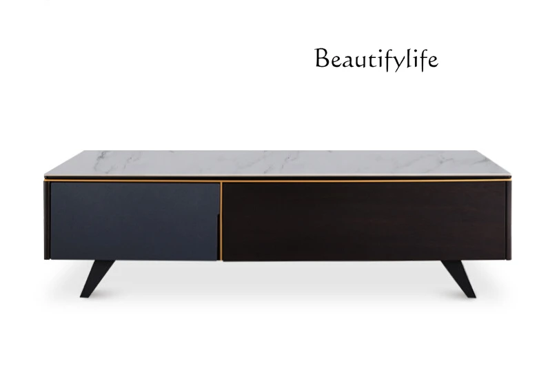 

Italian Minimalist Stone Plate Coffee Table TV Cabinet Combination Nordic Light Luxury Living Room Marble Tea Table