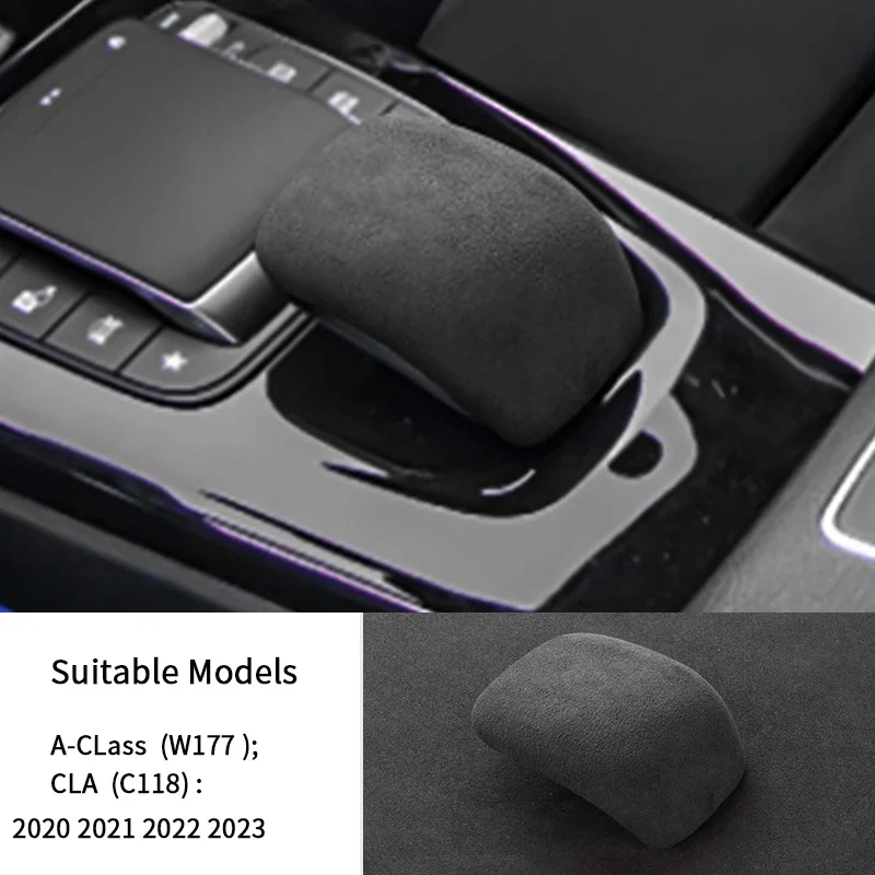 Suede Overlay Car Interiors Central Panel Armrest Lid Gear Knob Cover For Mercedes Benz A-Class W177 CLA C118 2020-2024 image 3