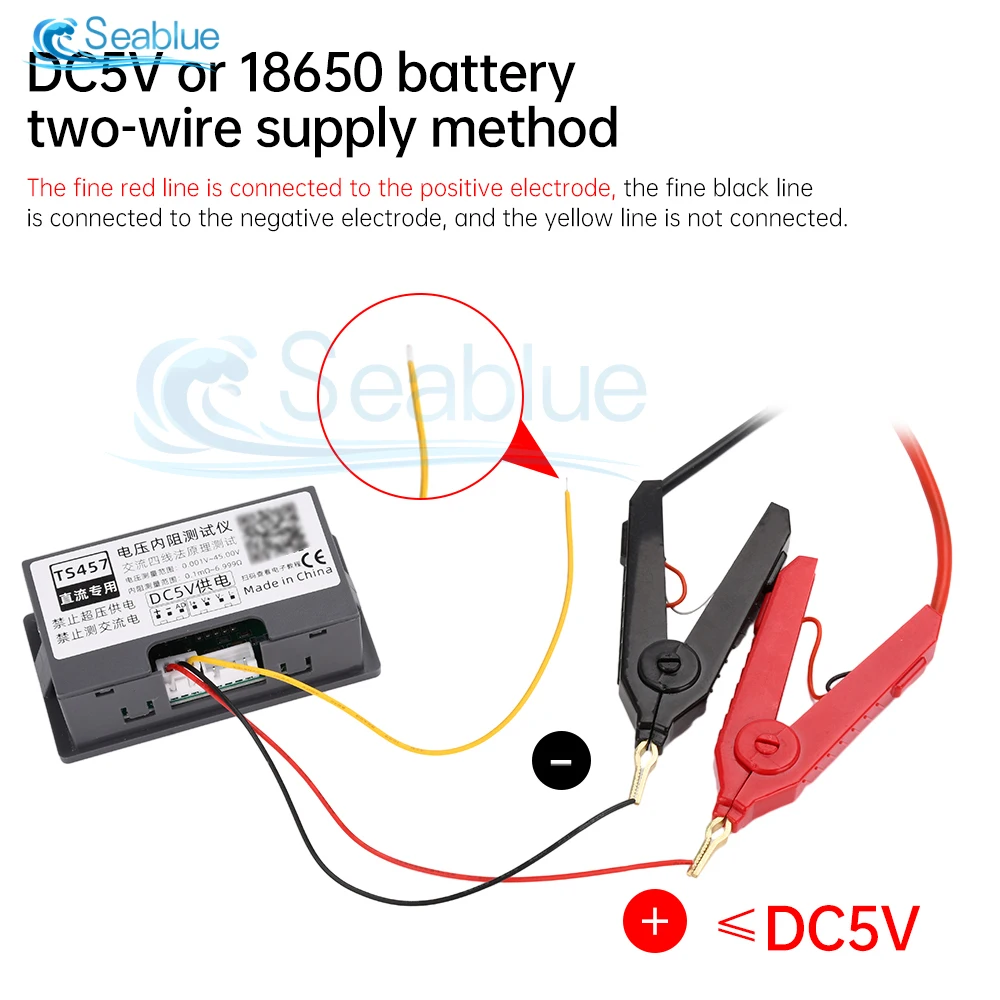 Originele Vierlijns TS457 DC5V Hoge precisie Lithiumbatterij Interne Weerstandsmeter Tester Kwaliteitsdetector 18650 Droge Batterij