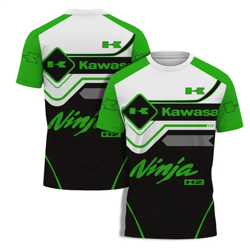 Summer Kawasaki Moto Sport T-Shirt For Motocross Fans 3D T Shirt Men Motorcycle Graphic Print Racing Teamwear Children's Top