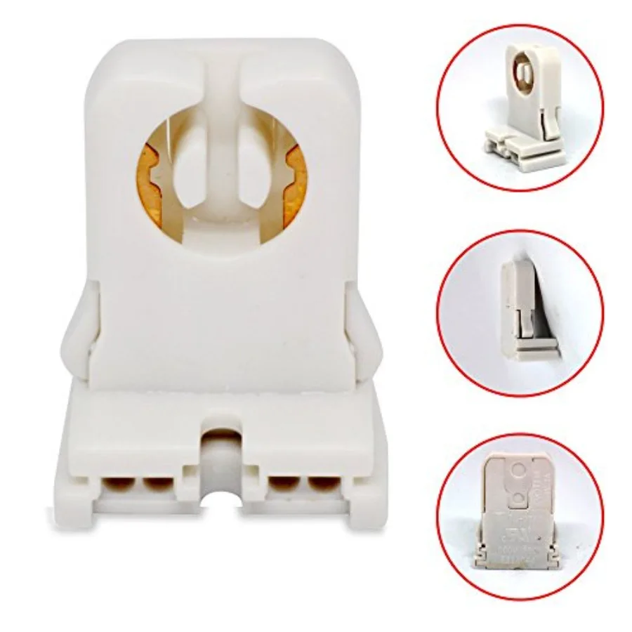 T8 LED Fluorescent Tube Lamp Holder Tombstone, Non-shunted Turn-Type G13 Base, Medium Bi-Pin Socket, for LED Fluorescent Tube R
