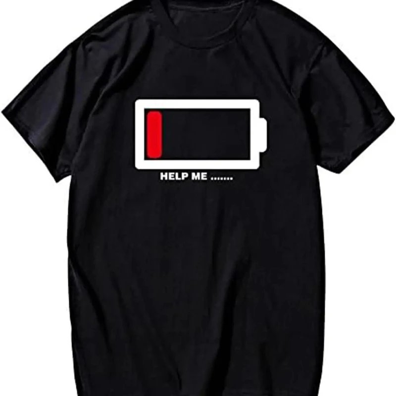 HELP ME Men's Short Sleeve T-shirt Funny  Ink Jet Printed English Letter Pattern Cool Casual Individuality Unisex Summer Clothes