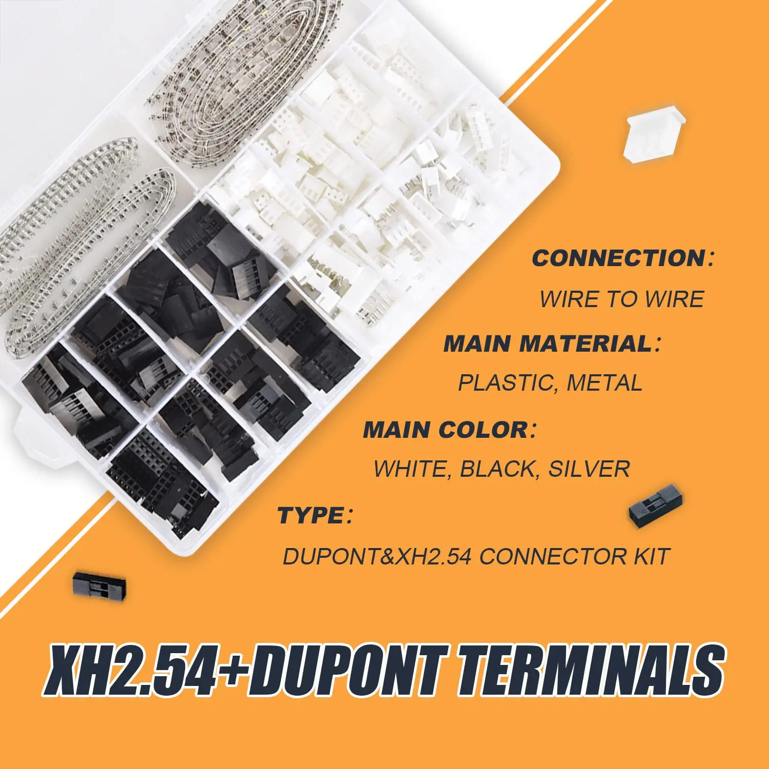 1080PCS Dupont/JST-XH Terminais Kit 2In1Terminais Variedade Kit Habitação e Cabeças de Pino Masculino/Feminino Conectores Plug Set