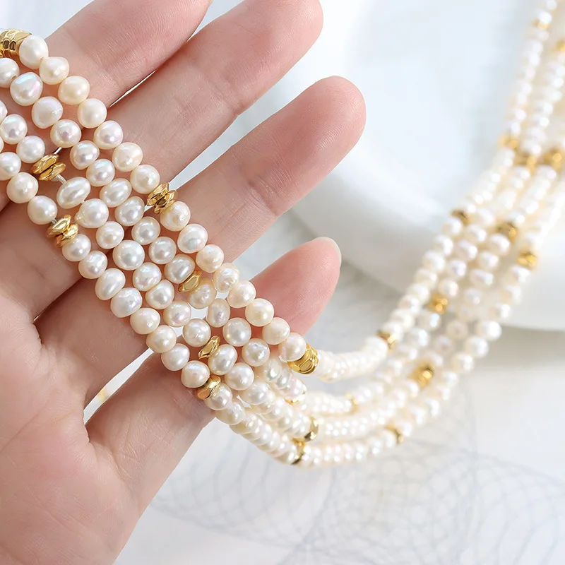 ​2023 New Romantic Baroque Natural Freshwater Pearl Beaded Necklaces for Women Waterproof Fashion Choker Jewelry Gift