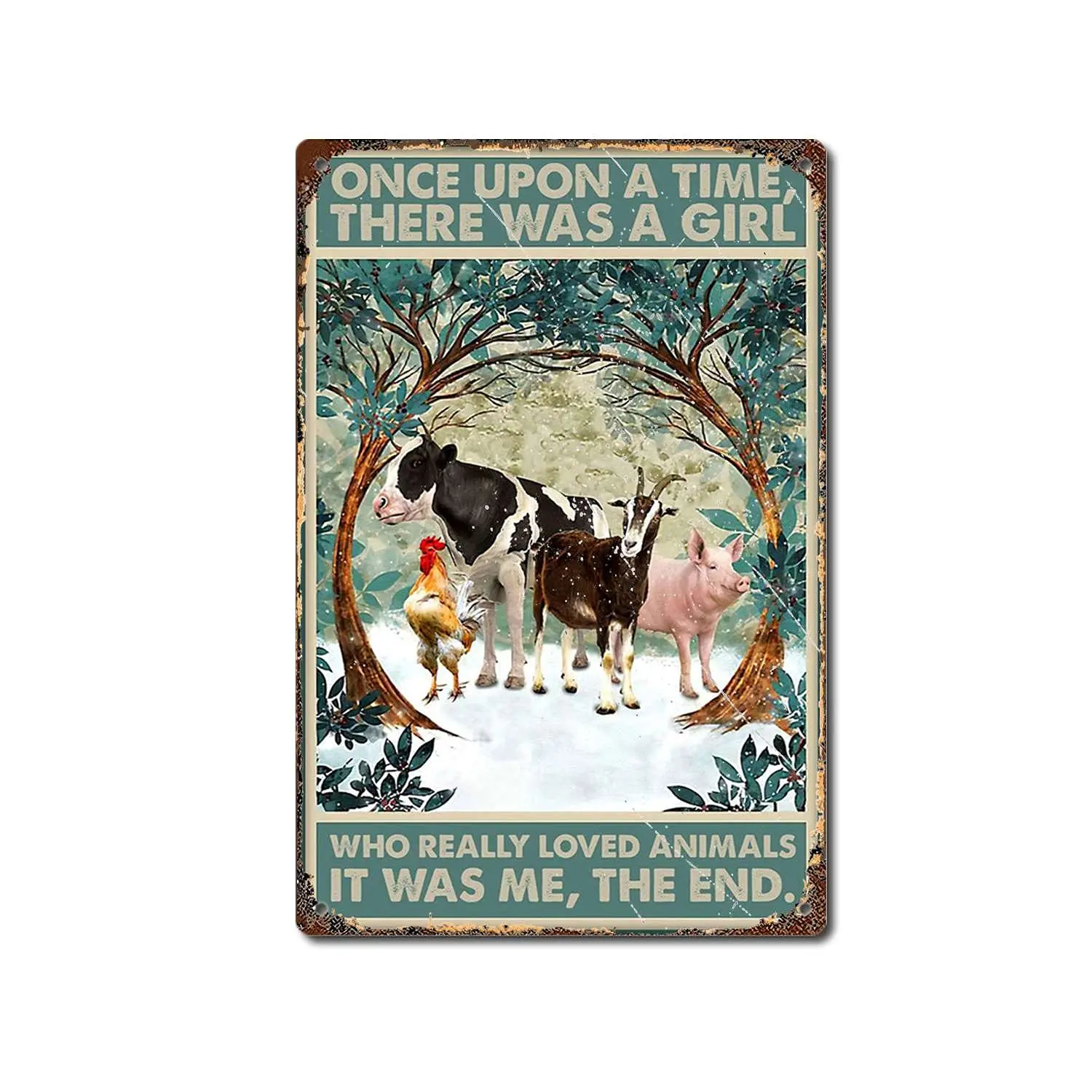 TRITXIY Farmer Farming Gifts Chicken Pig Goat Cattle Cows Poster There was A Girl Who Really Loved Animals Poster Home Living De