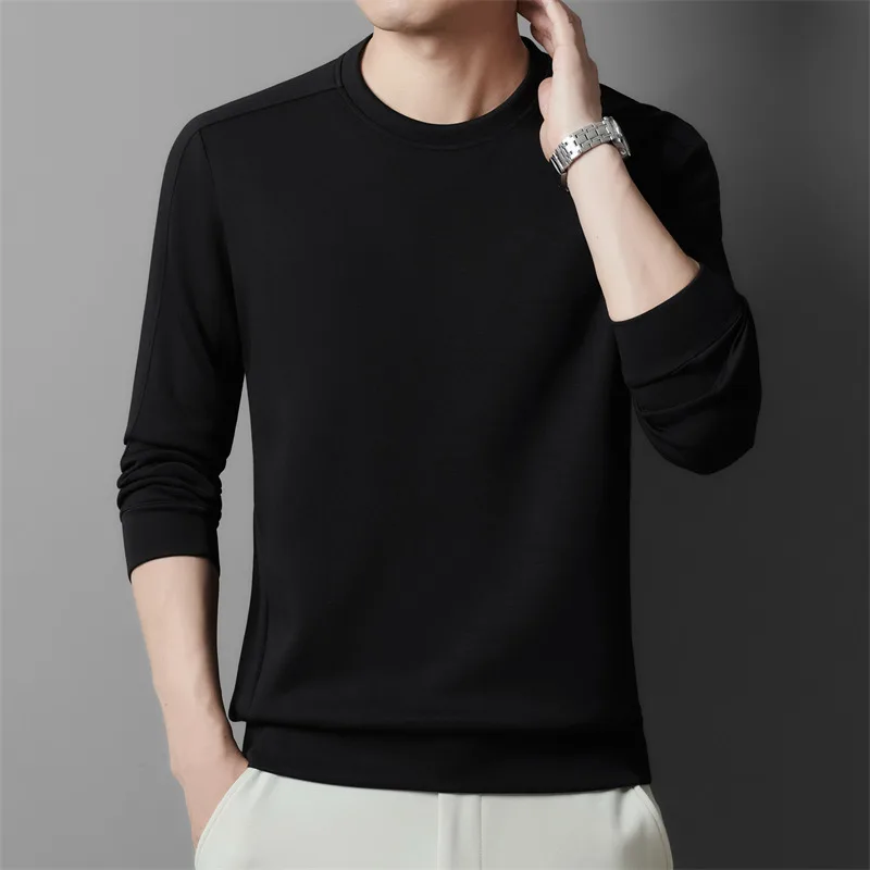 Autumn Men Essential Sweatshirt White Black Coffee Blue O-Neck Long Sleeve Cotton Tops Basic Smart Casual Attire Leisure OOTD