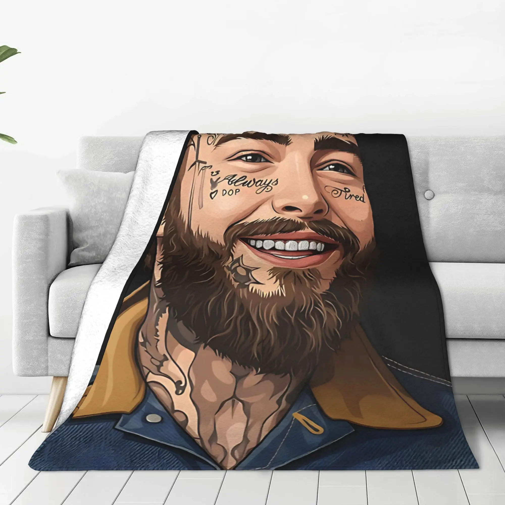 1PC Home Cutecore cowboy  Post Malone Blanket Super Cosy Plush Home Living Room Sofa Halloween