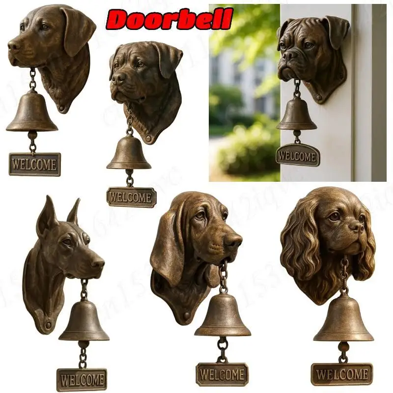 

Cute Dog-Shaped Doorbell Pug Outdoor Patio Garden Welcome Door Hanging Decoration Front Door Cast Iron Wind Chimes Dinner Bell