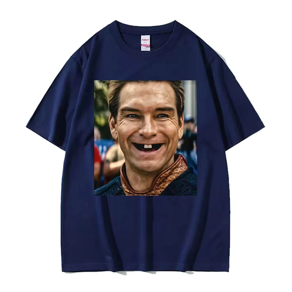 The Boyz Homelander Funny Teeth Picture T Shirt Men Women Fashion Classic Short Sleeve T-shirts Casual Cotton Oversized T Shirts