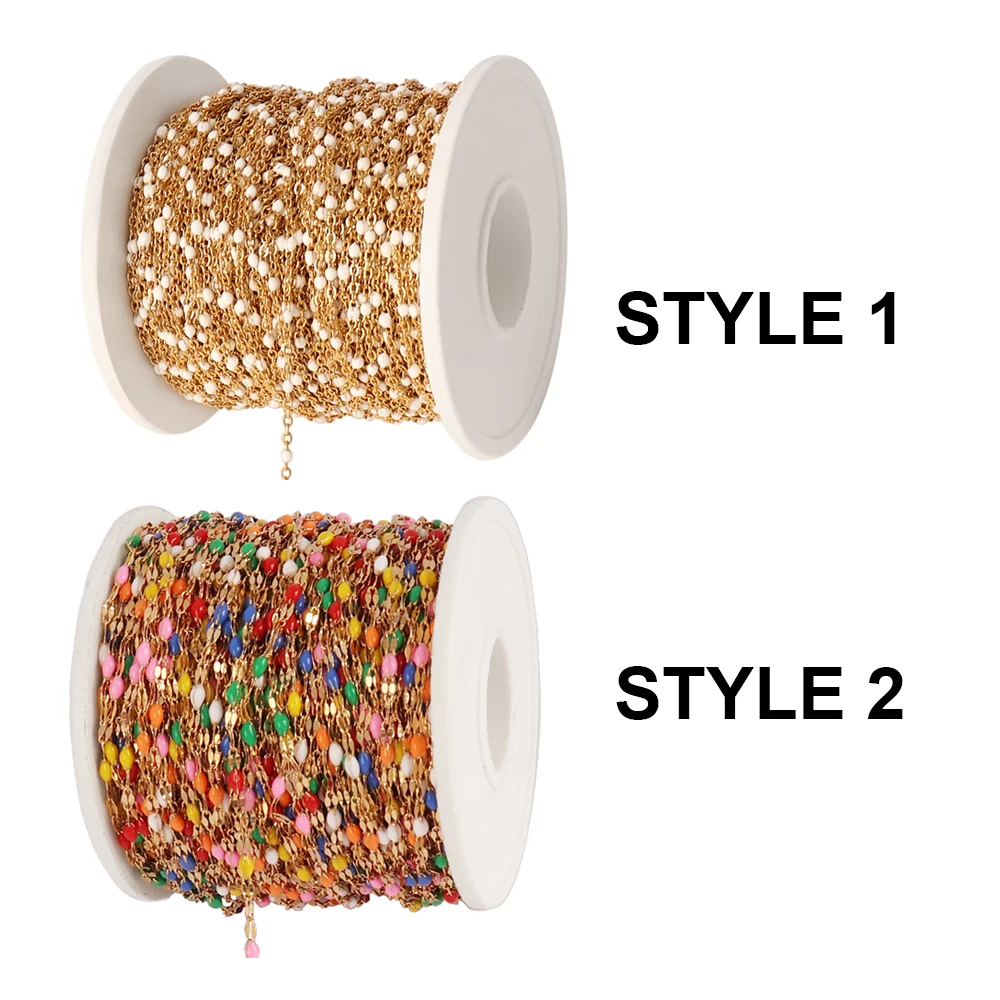 1Roll Colorful Enamel Lip Satellite Cable Chain Stainless Steel Chain for DIY Jewelry Making Necklace Bracelet Anklet Accessorie