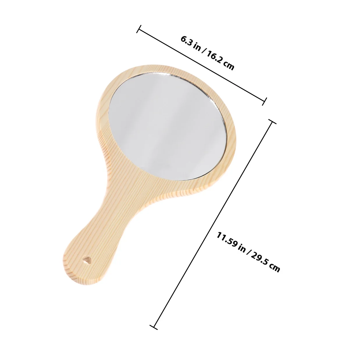 Espejo de maquillaje portátil con marco de madera, espejo compacto de mano para mujeres y niñas, vidrio transparente grande para el cuidado diario y 1 Uds.