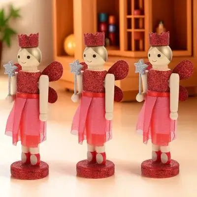 ULDIGI 3pcs Nutcracker Angel Christmas Decorations Baubles Ornaments Tumbler Figurine Santa Red Wood Valentine Gift view 6