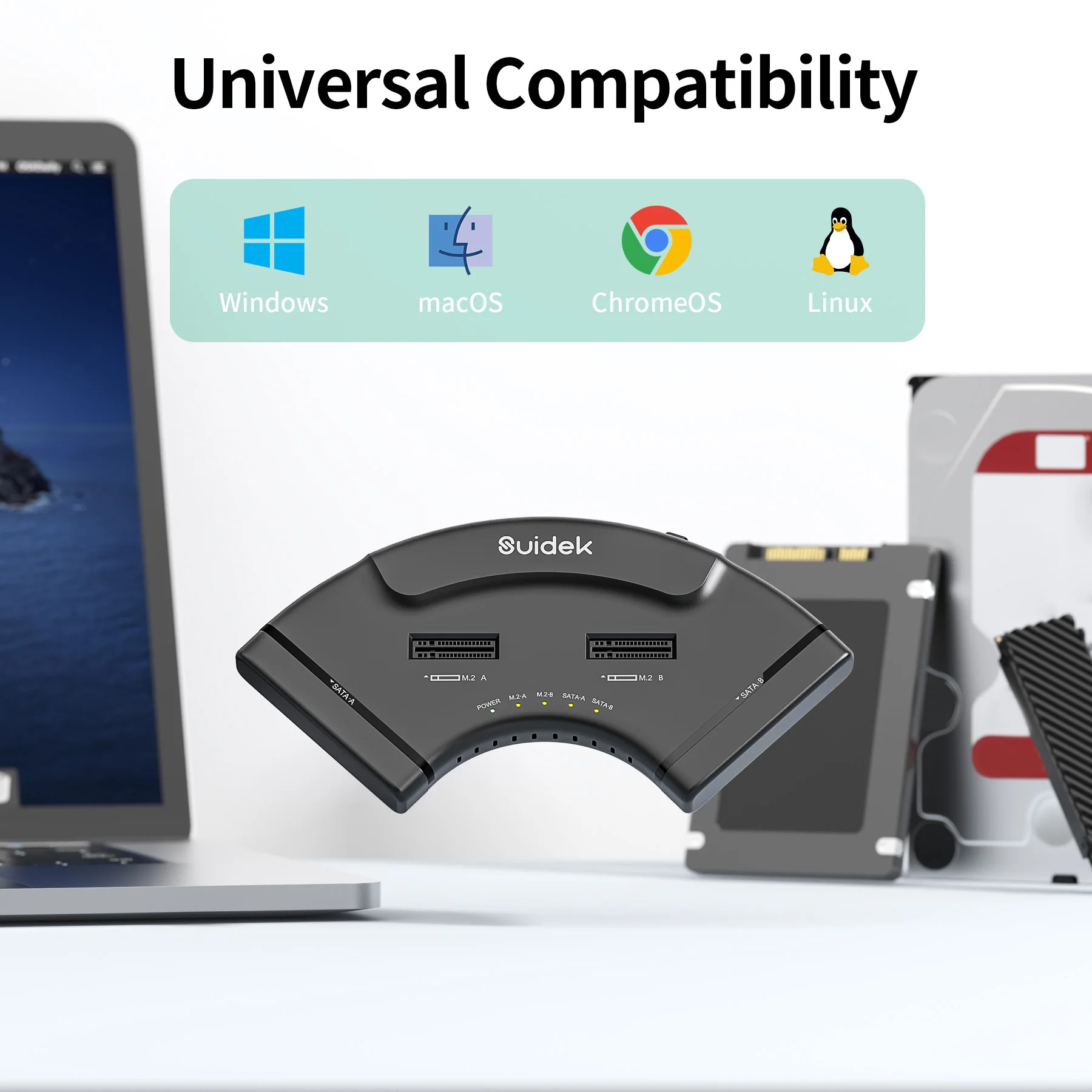 USB-C Dock HDD SSD de 4 unidades de 10Gbps con adaptador Dual M.2 NVMe SATA estaciones de acoplamiento de disco duro UASP TRIM para Windows Mac Linux