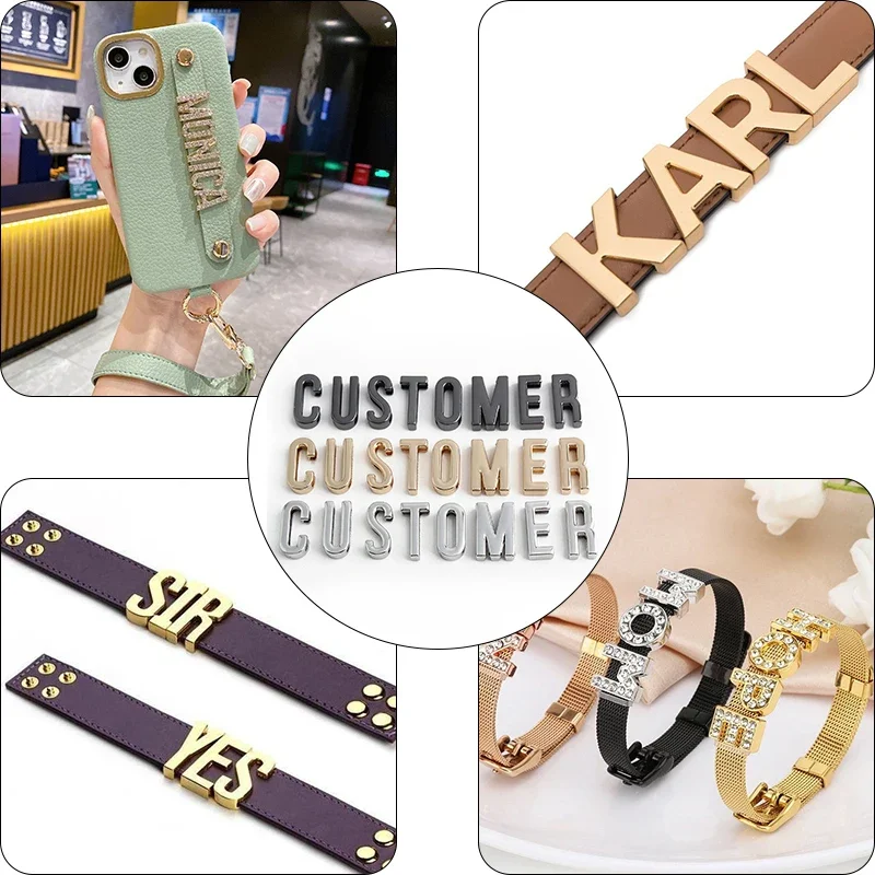 سلسلة مفاتيح معدنية للهاتف المحمول ، حقيبة كتف ، حروف يمكن ارتداؤها بنفسك ، مناسبة للمجوهرات للزوجين ، مشغولات الأساور ، 26: