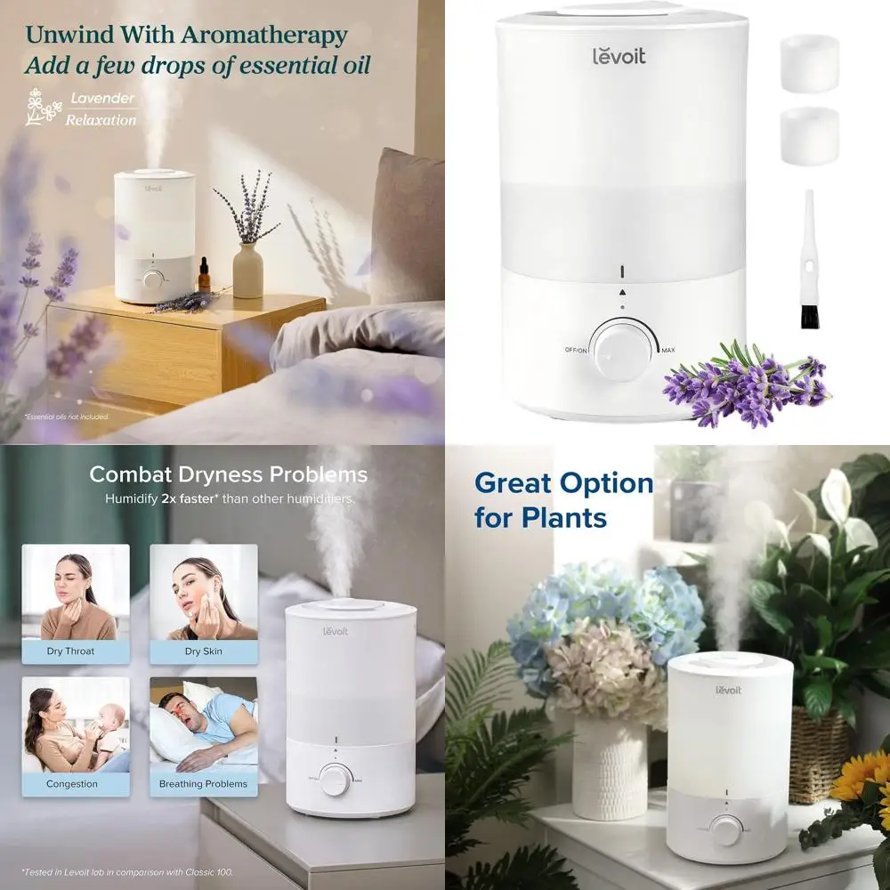 

Ультратихий увлажнитель воздуха Cool Mist объемом 3 л с верхней заливкой, диффузор для эфирных масел, 360° ° Насадка для больших помещений и детских комнат