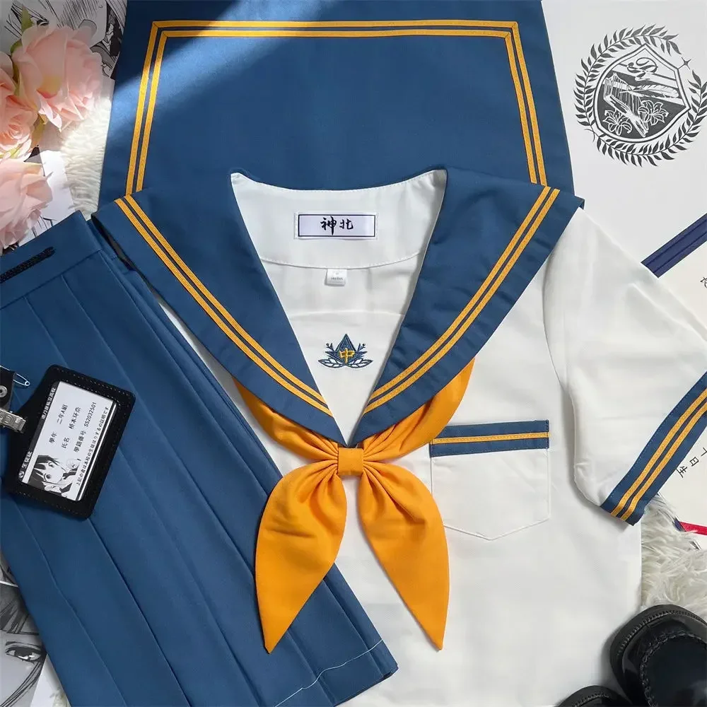 Japanese Schoolgirls Sailor Top Tie Pleated Skirt Outfit Women School Uniform Dress Cosplay Costume Japan Anime Girl Lady Lolita