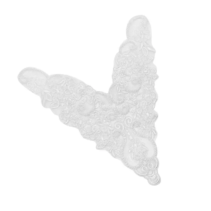 V-Neck Lace Appliques Embroidery Flower Lace Appliques Trims Patches for Bridal Dresses Costumes Garment Accessories Dropship