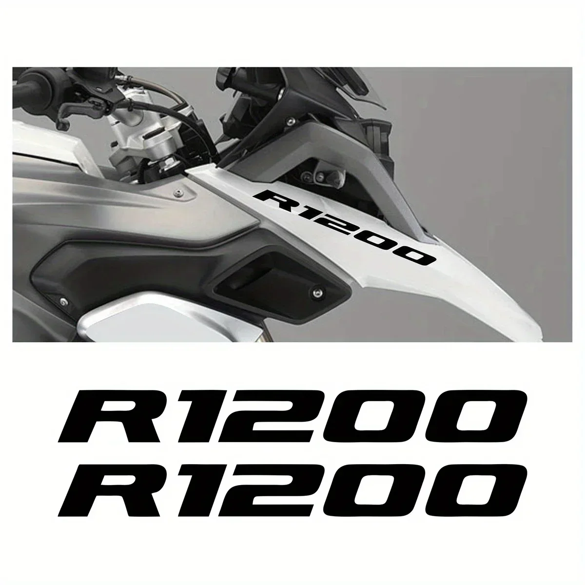 2Pcs R1200 Vinyl Motorcycle Sticker, Waterproof PVC Decal for Helmet Case Tank Fender Car Window Universal DIY Decor Accessories
