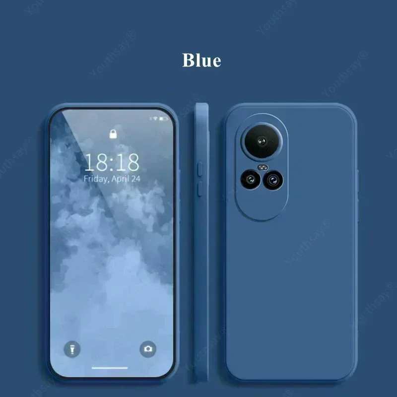 Casing ponsel silikon cair asli, casing ponsel TPU lembut, silikon cair asli, pelindung Funda Coque, untuk OPPO Reno 10 Pro 5G