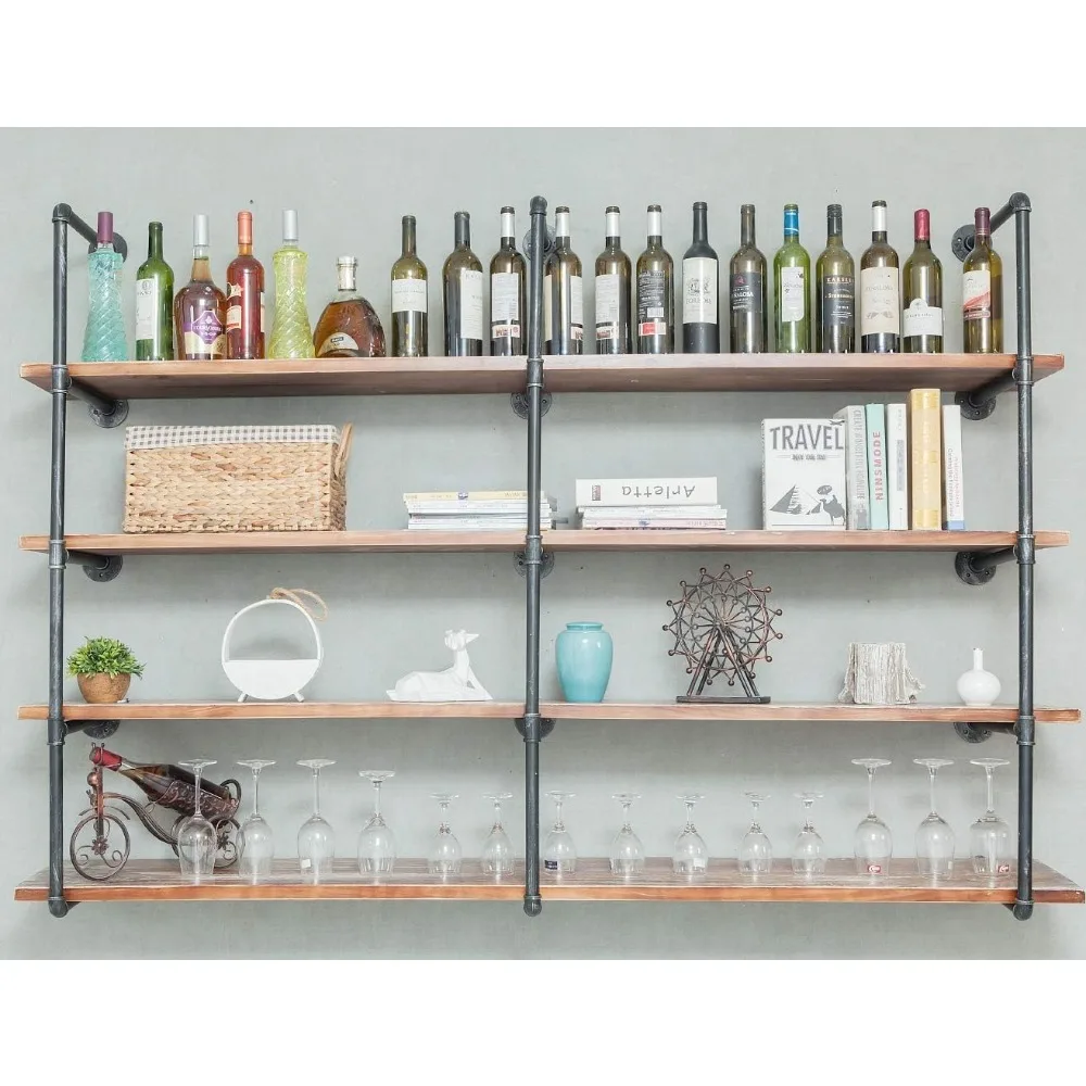 

Industrial Wall Mounted Iron Floating Pipe Shelves/Shelving/Racks/Storage/Bookcases/Brackets, DIY Open Bookshelves/Shelving for