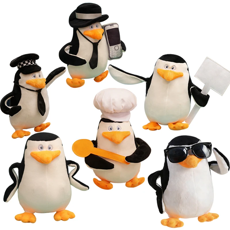 1pc 28cm madagascar pinguim brinquedos de pelúcia bonito pinguim skipper plushie boneca de pelúcia brinquedo animal macio cosplay pinguim brinquedo presente