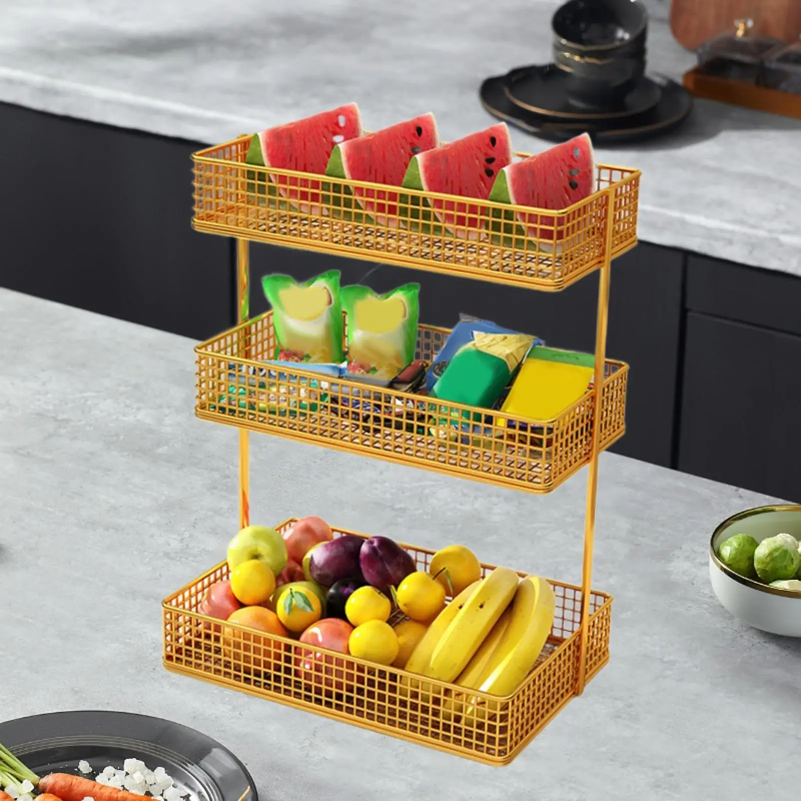 

Multi Layer Fruit Basket Bread Storagre Basket 3 Layers Iron Fruit Basket Holder for Snack Fruit Kitchen Farmhouse Countertop