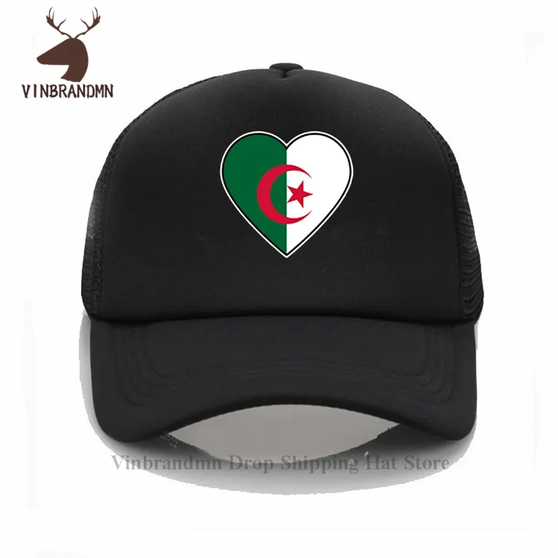 Algerian Heartbeat I Love Algeria Country Flag Heart Family baseball caps 100% cotton summer visor fishing hats 2024 bucket hats