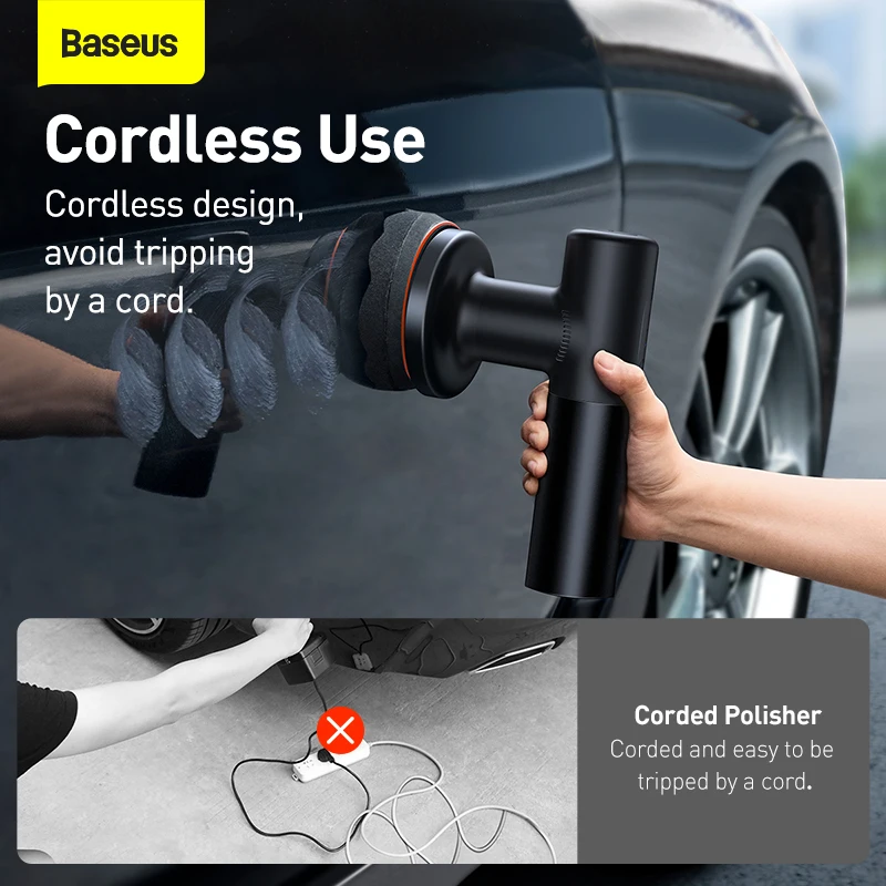 Baseus Cordless Car Polisher Wireless Electric Polishing Machine 3800rpm Adjustable Auto Buffing Waxing Machine Car Polish Tools