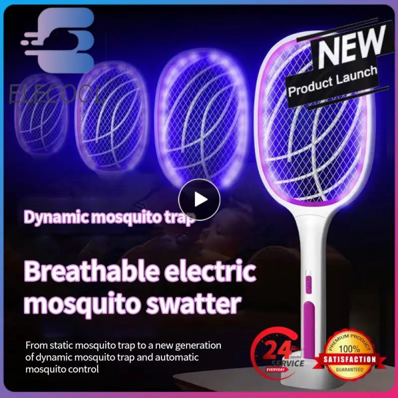 

IN 1 Electric Flies Swatter Killer with UV Light Fly Zapper Racket Rechargeable Mosquito Racket Anti Bug Zapper