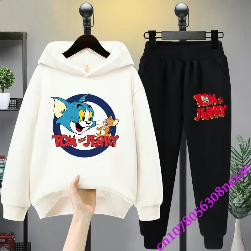 2024 New Disney Tom And Jerry Children\'s Set Spring And Autumn Cartoon Anime Boys And Girls Print Sports Top And Pants 2-piece