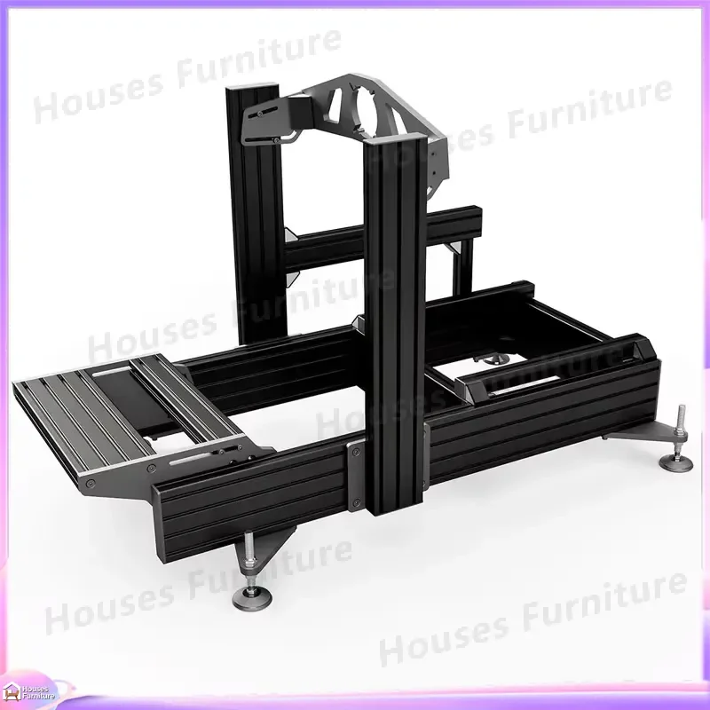 210 Aluminum Racing Simulator Cockpit 40120 Game Chair Driving Seat Black Sim Rig Steering Wheel Stand Pedal Mount Bracket