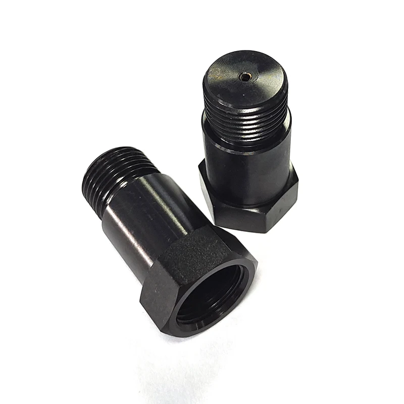 2PCS Car Modification 43mm New O2 Oxygen Sensor adapter Black steel Angled Extension Connector M18x1.5 Adapter CEL Fix