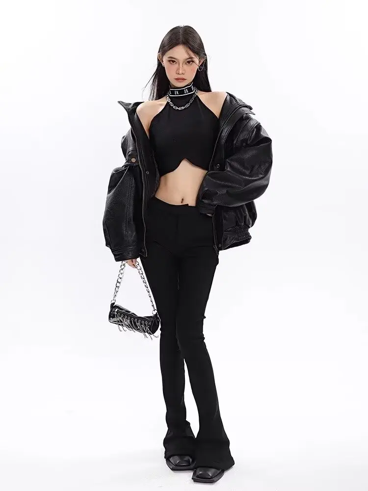 Vintage Pu Leren Jas Vrouwen Oversized Moto Biker Jas Herfst Windjack Koreaanse Stijl Dikke Zwarte Motorjas