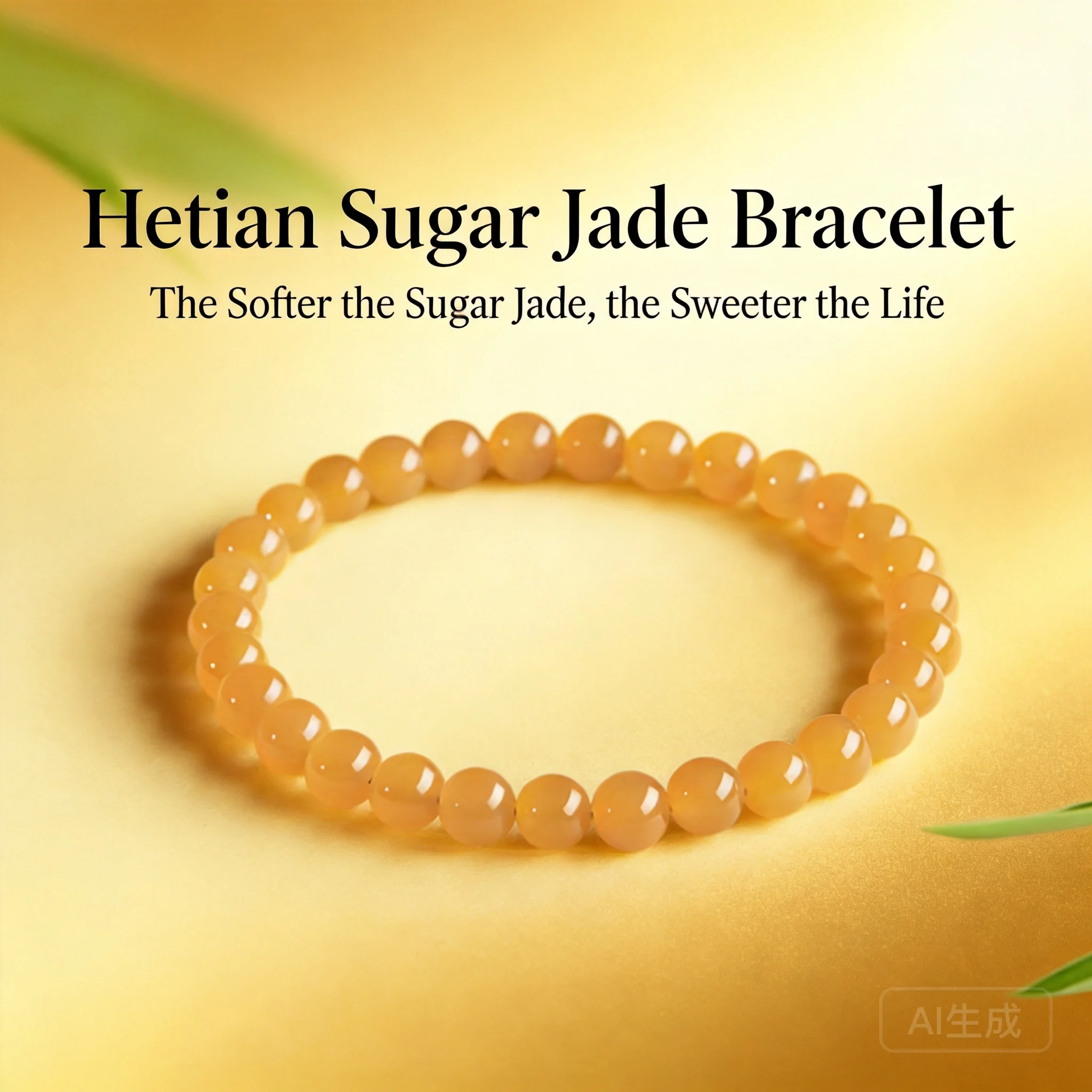 Natural Hetian Sugar Jade Bead Bracelet 2026 Chinese Style Jewelry For Women Daily Wear Xinjiang Qiemo Jade Hand Chain Gift For