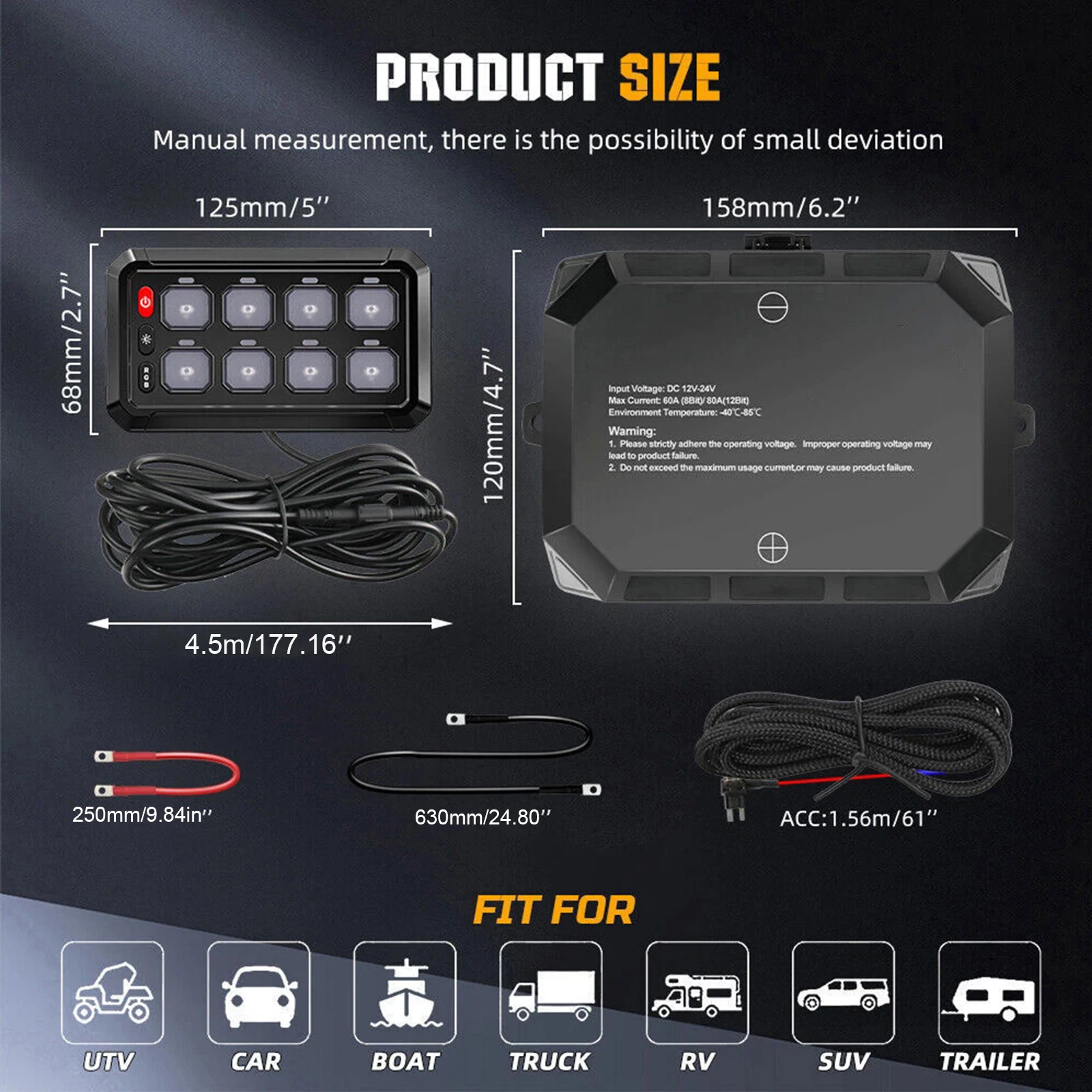 8-Gang-Ein-Aus-LED-Auto-Schalttafel, elektronisches Relaissystem, Schaltungssteuerungsrelaissystem für Auto, ATV, SUV, UTV, LKW, Marine