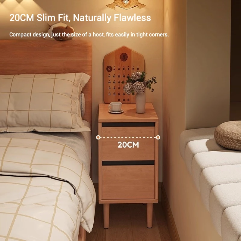 Custom Modern Solid Wood Narrow Storage Cabinet Core Nightstand For Living Room Small Apartment Super