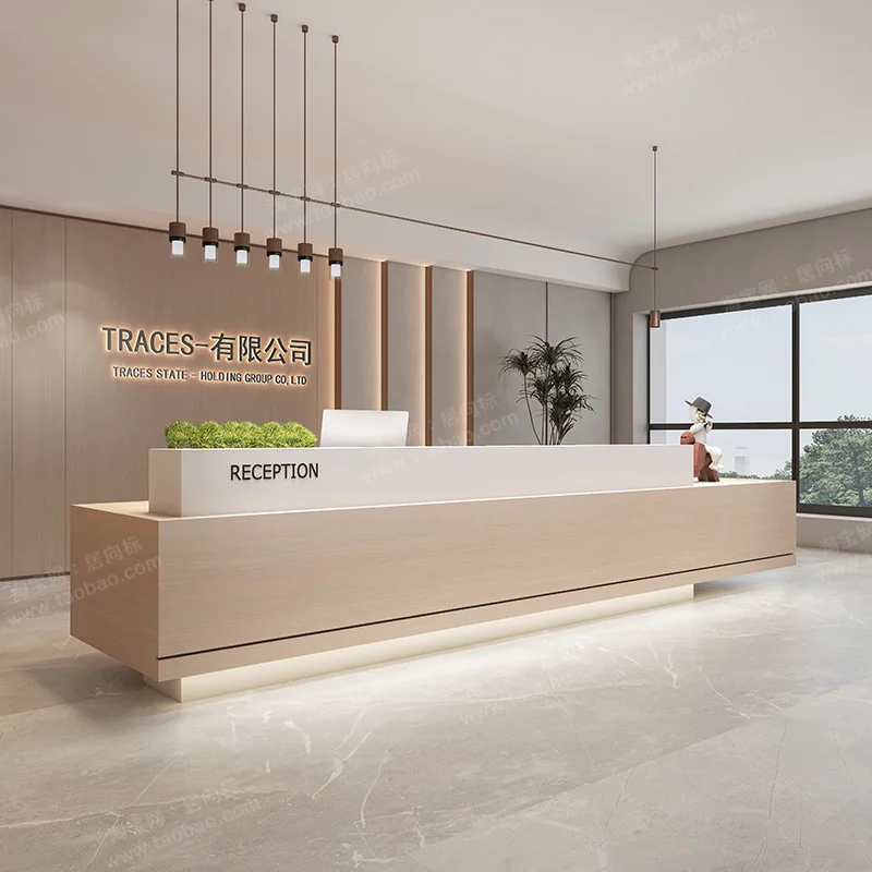 مكاتب استقبال القهوة المكتبية خدمة مكاتب الاستقبال التجارية الحديثة تصميم أثاث Mostrador De Tienda الصناعي #3