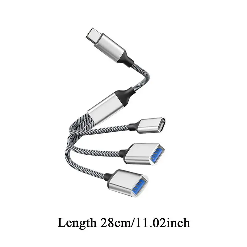 Split USB Cable Extender Hub 1 Feet USB Splitter Cable 1 In 3 Out For Car Laptop PC Computer Keyboard Flash Drive