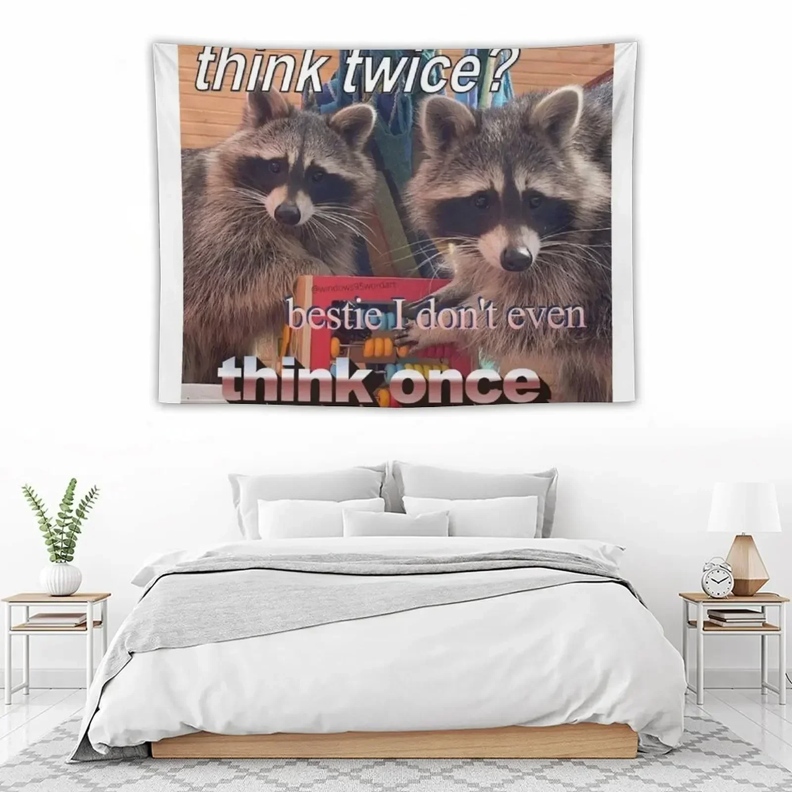 

No thoughts head empty raccoon Tapestry Room Decor House Decoration Tapestry