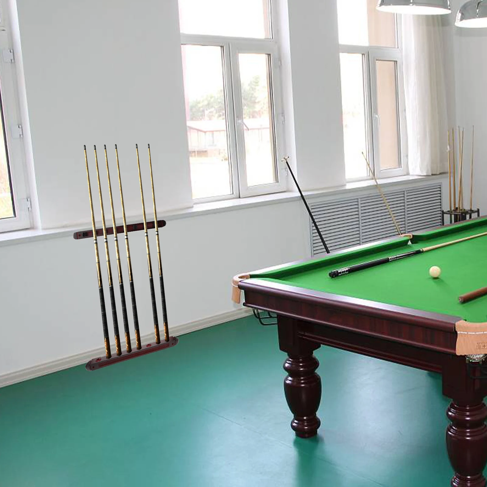

1 set Wall Mount Pool Cue Rack Wooden Billiard Stick Holder Multi-hole Cue Display Stand For Room Accessories
