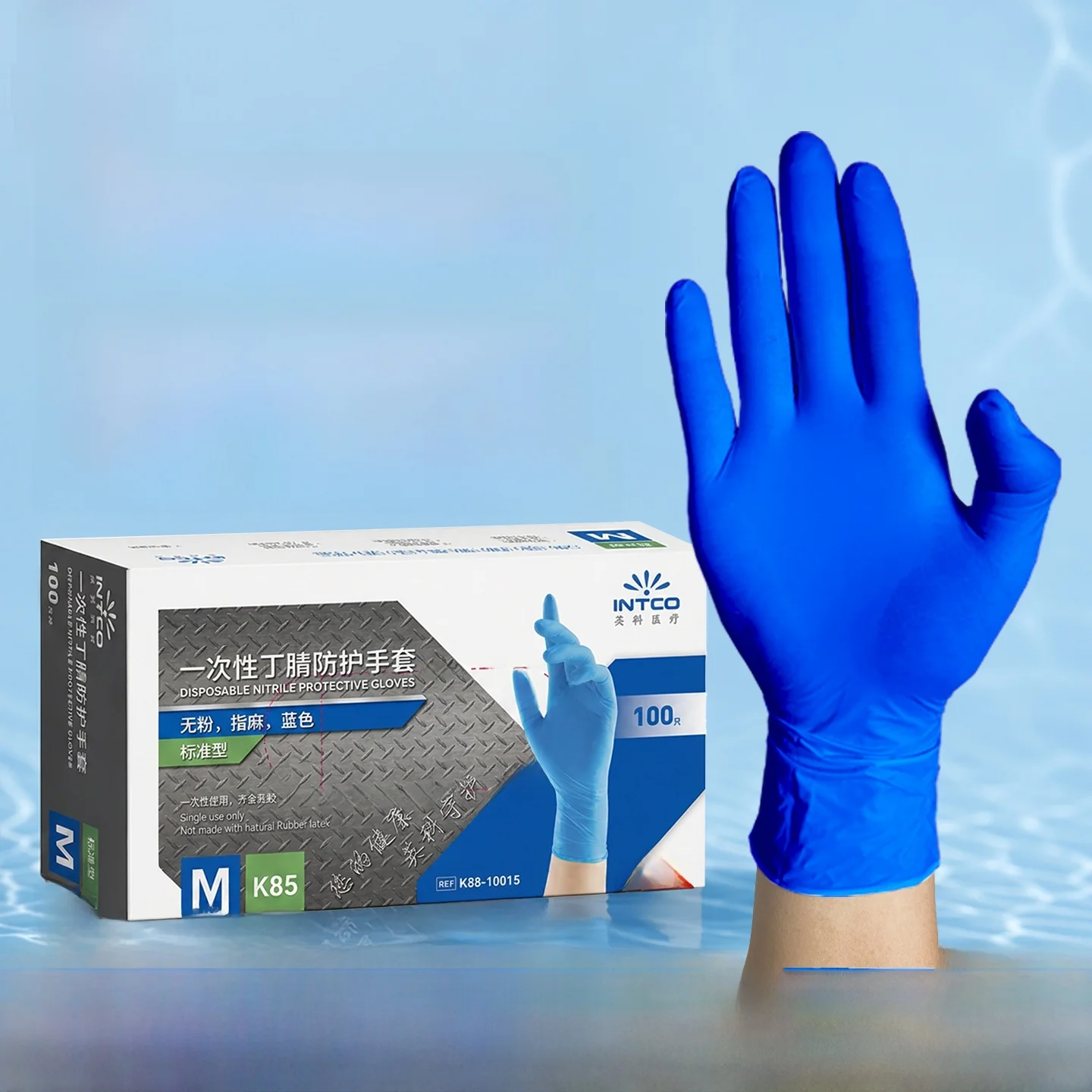 Guantes Desechables de Nitrilo Azul Inco, Grado Alimenticio, Sin Polvo, Resistentes al Agua y al Aceite, Gruesos y Duraderos