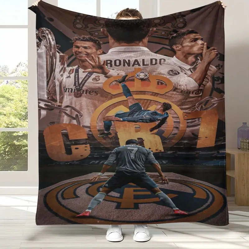 Goat CR7 R-Ronaldo Football Star Flannel Blanket,Ultra Soft Warm Plush Throw for Home Bedroom Bed Sofa Cover Office Picnic gift