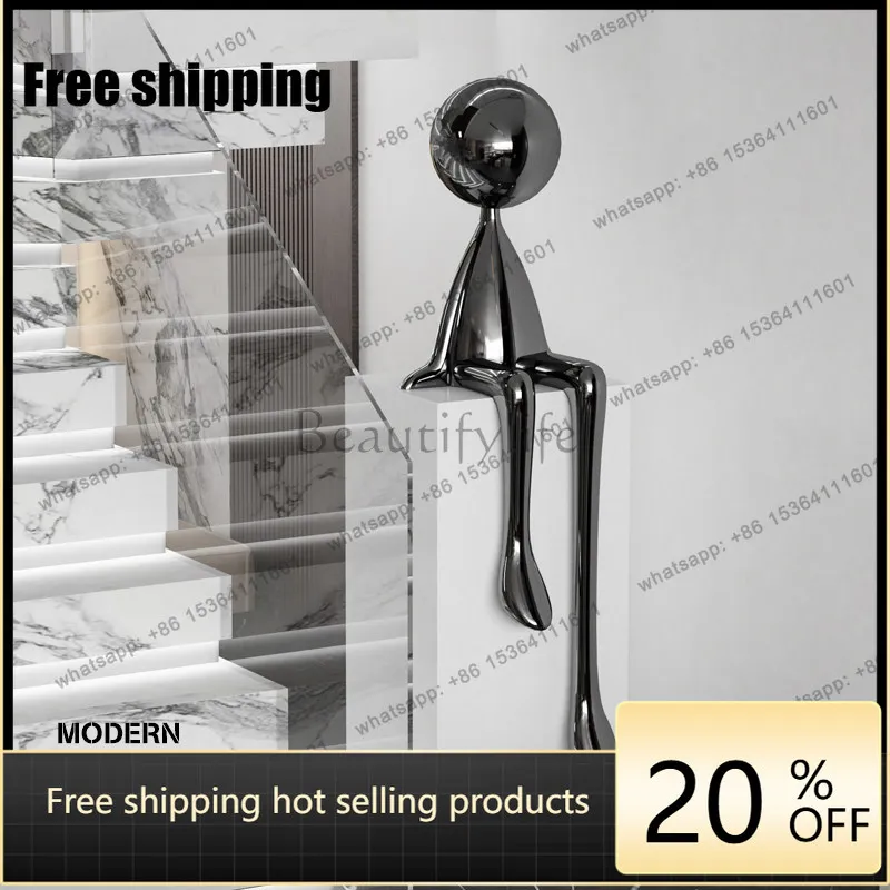 Factory Direct.Modern simple figure sitting large ornament art sculpture villa under the stairs model room decoration