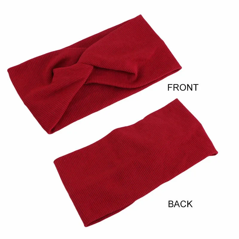 

Women Girls Solid Color Hair Bands Knitted Cotton Headbands Vintage Cross Turban Bandage Bandanas HairBands Hair Accessories