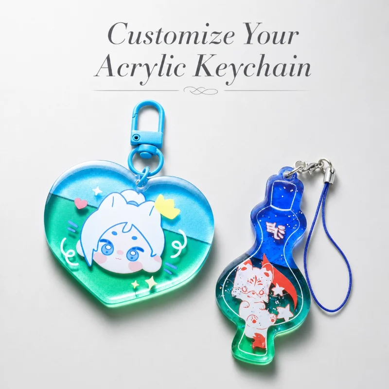 Custom Translucent Colour Background Epoxy Key chains Cartoon logo Photo Customized Anime Clear Acrylic Personalized Charms