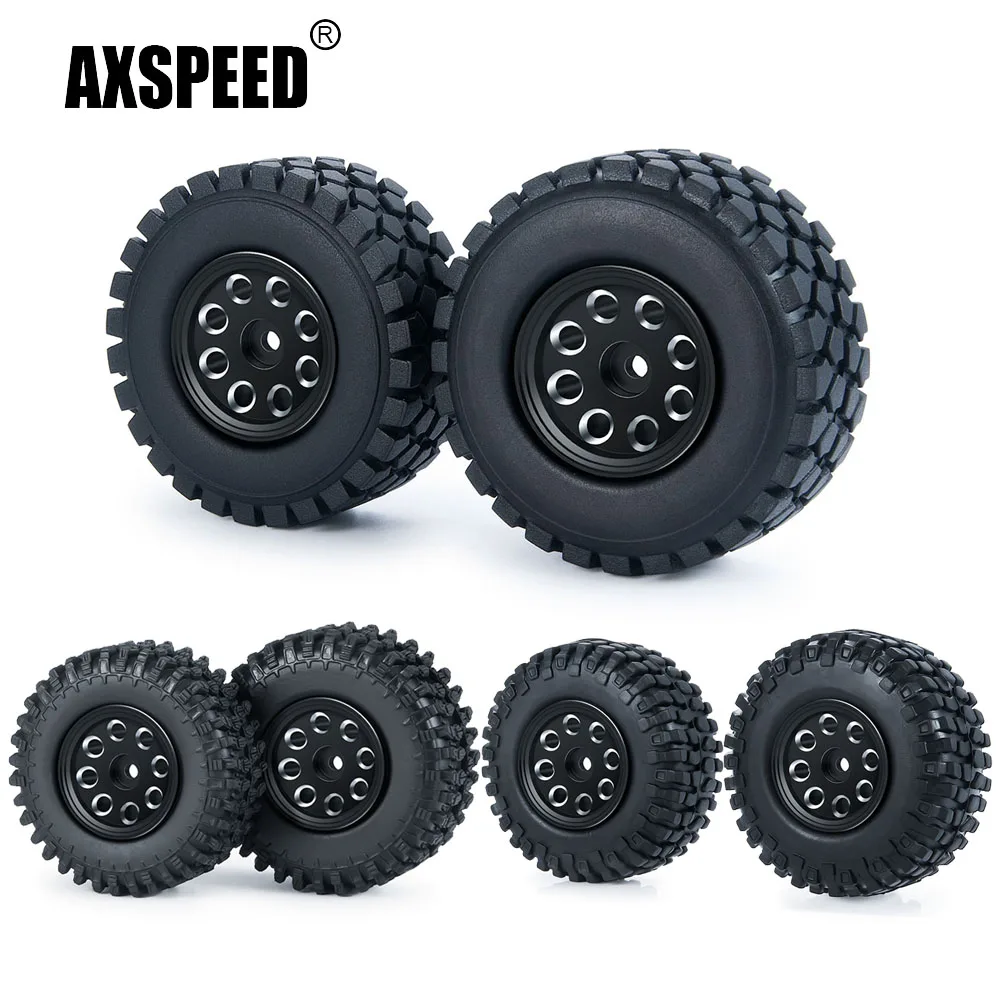 

AXSPEED Micro 3/8 "металлический сплав Beadlock Колесные диски Hub 50/54 мм набор резиновых шин для Axial SCX24 1,0 RC Гусеничный автомобиль грузовик запчасти